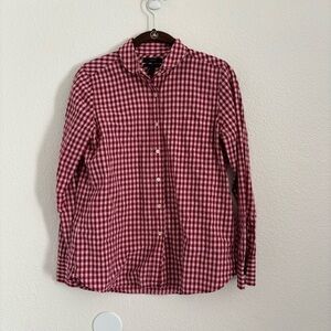 J. Crew Women's Size 2 Pink Plaid Long Sleeve Button Front Boy Top